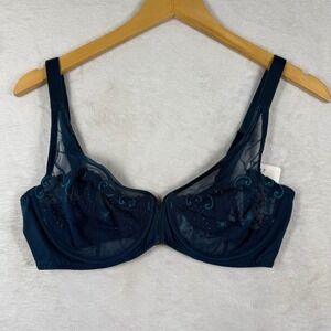 Simone Perele Delice Sheer Plunge Bra Prestige Blue 12X319 34E NEW